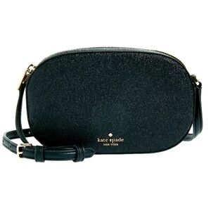 KATE SPADE GLIMMER OVAL CAMERA BAG - BLACK (NEW)
